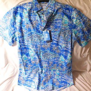 IZOD Saltwater Men's Shirt Dockside Chambray Sailboat Print Size Small NEW